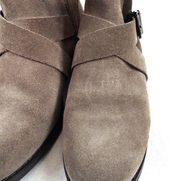 Vince Camuto Walleya Taupe Suede Leather Buckle Zip Moto Mid-Calf Boots Size 9.5 - Picture 9 of 11